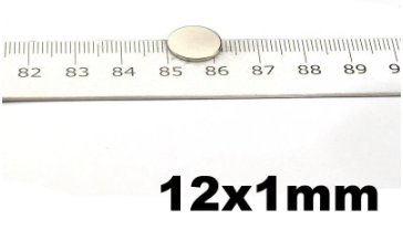 Neodyum Yuvarlak Mıknatıs Ø12x1 mm